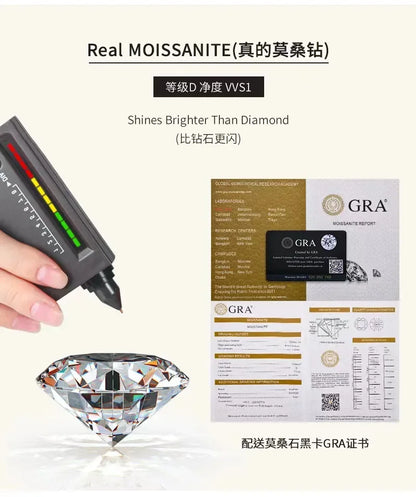 0.5CT 5MM Real Moissanite Hoop Earrings PT950 Platinum Certified Luxury Sparkling Diamond Jewelry for Women