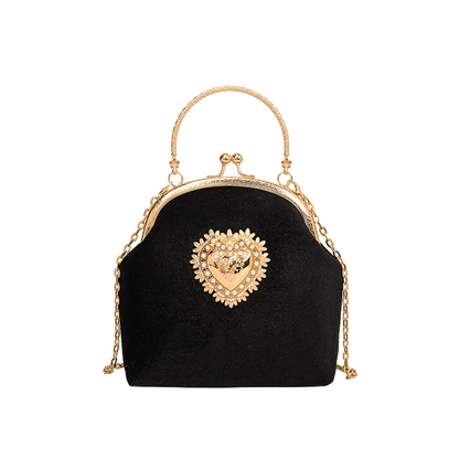 Velvet Frame Heart Dinner Hand Bags Diamonds Chains High Quality Shoulder and Crossbody Bags for Women 2024 Fashion Hot Sale