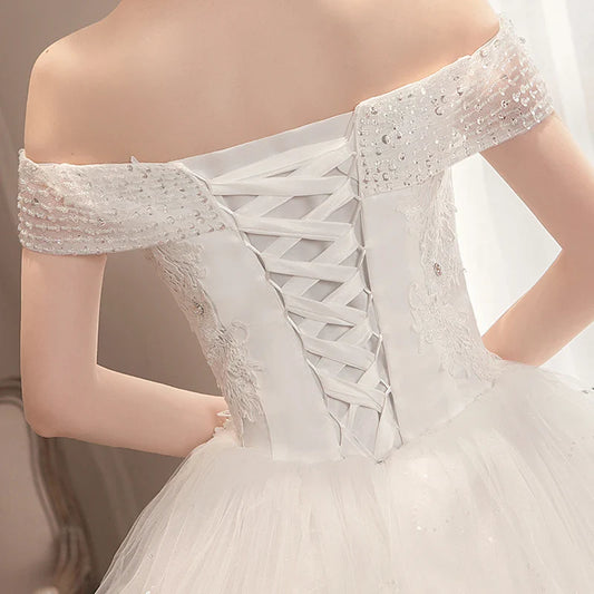 Wedding Dress Wholesale Lace up Embroidery Bride Marriage Dresses White Ball Gown Factory Christmas Carnival Plus Size