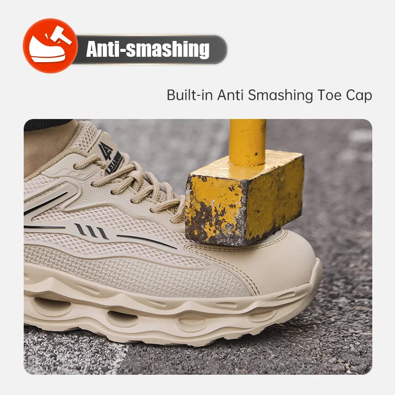Men's safety shoes are super lightweight, breathable, comfortable, anti smashing, plastic toe protection and work shoes