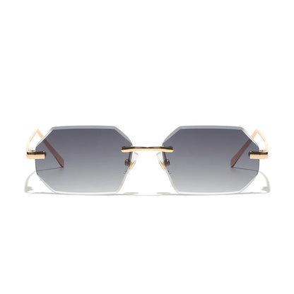 Sunglasses Men Brand Designer Fashion Rimless Sun Glasses Shades Diamond Cut Lens Ladies Frameless Metal Eye glasses