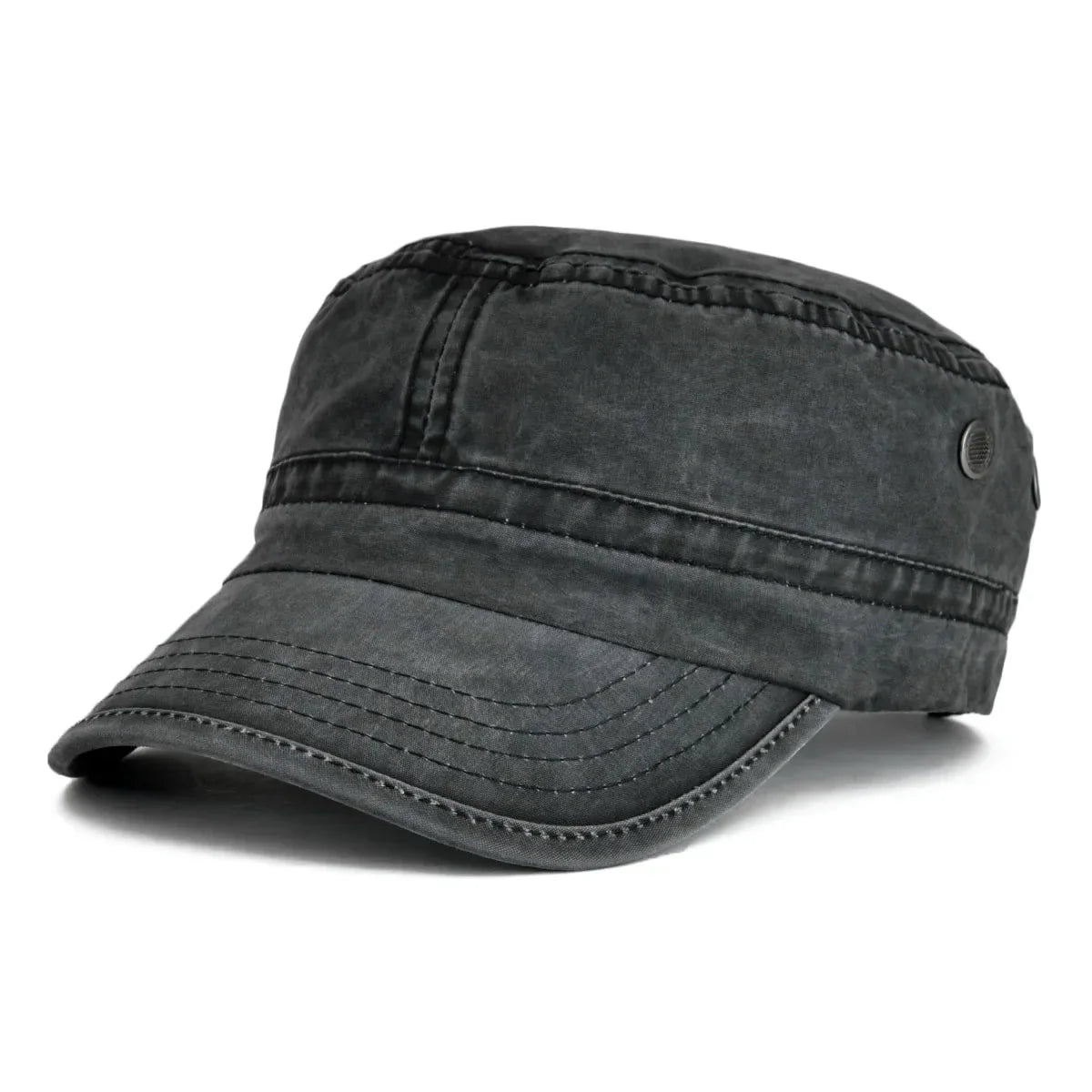 Denim Army Cap Men Washed Cotton Bucket Hat Spring Fall Headpiece Flat Top Adjustable Peaked Visor Hats Trucker Hats