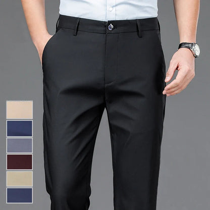 Mens Dress Pants Stretch Smart Fomal Pants Men's Trousers Black Blue Suit Pants Spring Summer Wedding Pants