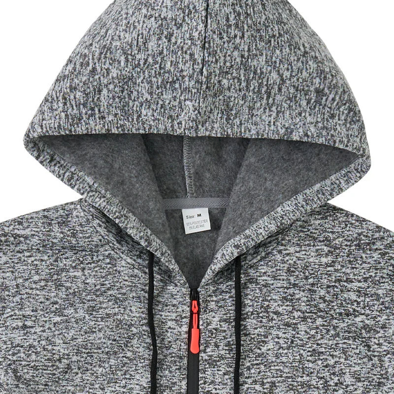 Heavy fleece men's jacket winter retro tooling pocket hooded zipper sports sweater men