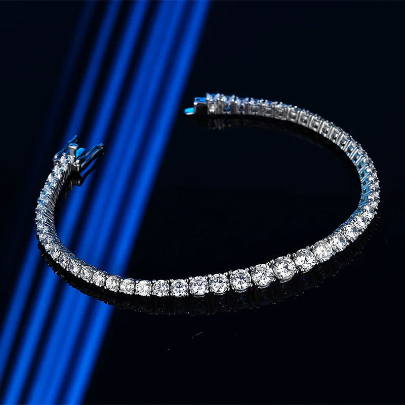 100% 925 Sterling Silver Gradient Size Moissanite Tennis Bracelet For Women Diamond Bangle Luxury Fine Jewelry Gift