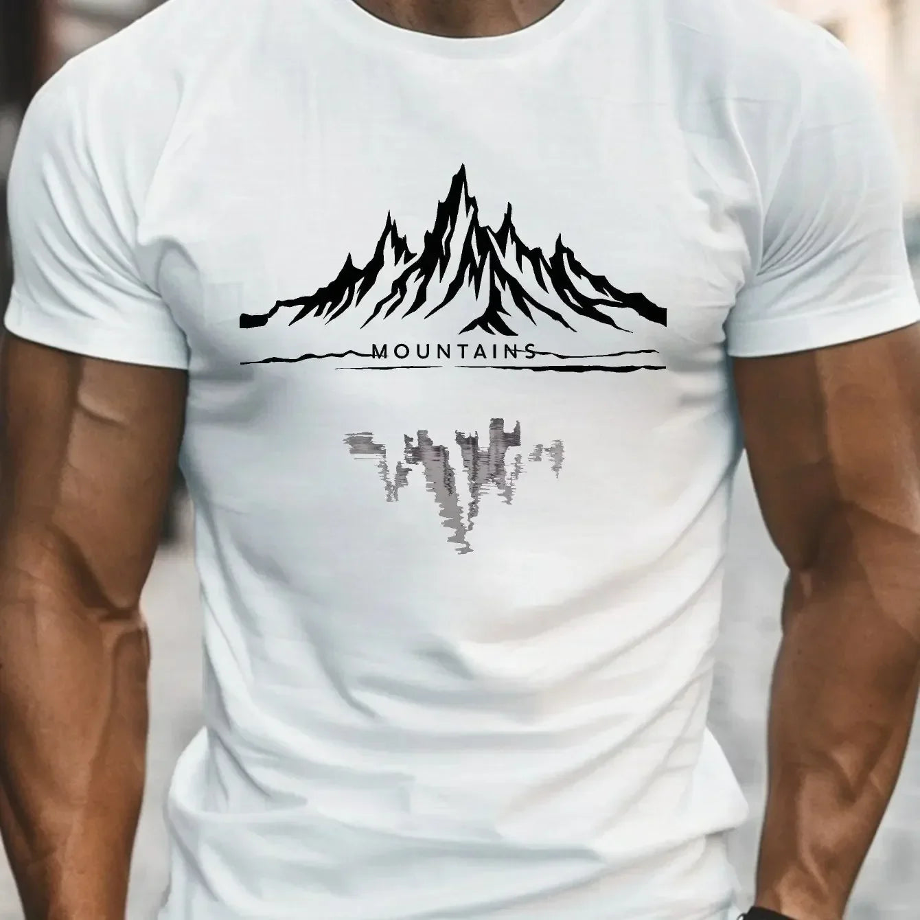 Summer New Men's Casual Short Sleeve 3D Mountain Graphic T Shirt for Men Outdoor Breathable Sports T-shirt Street Man Clothes