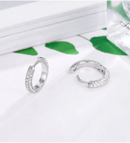 Luxury Designer 0.8cttw D Color Full 1mm Moissanite Hoop Earrings S925 Sterling Silver Earring For Women Party Fine Jewelry