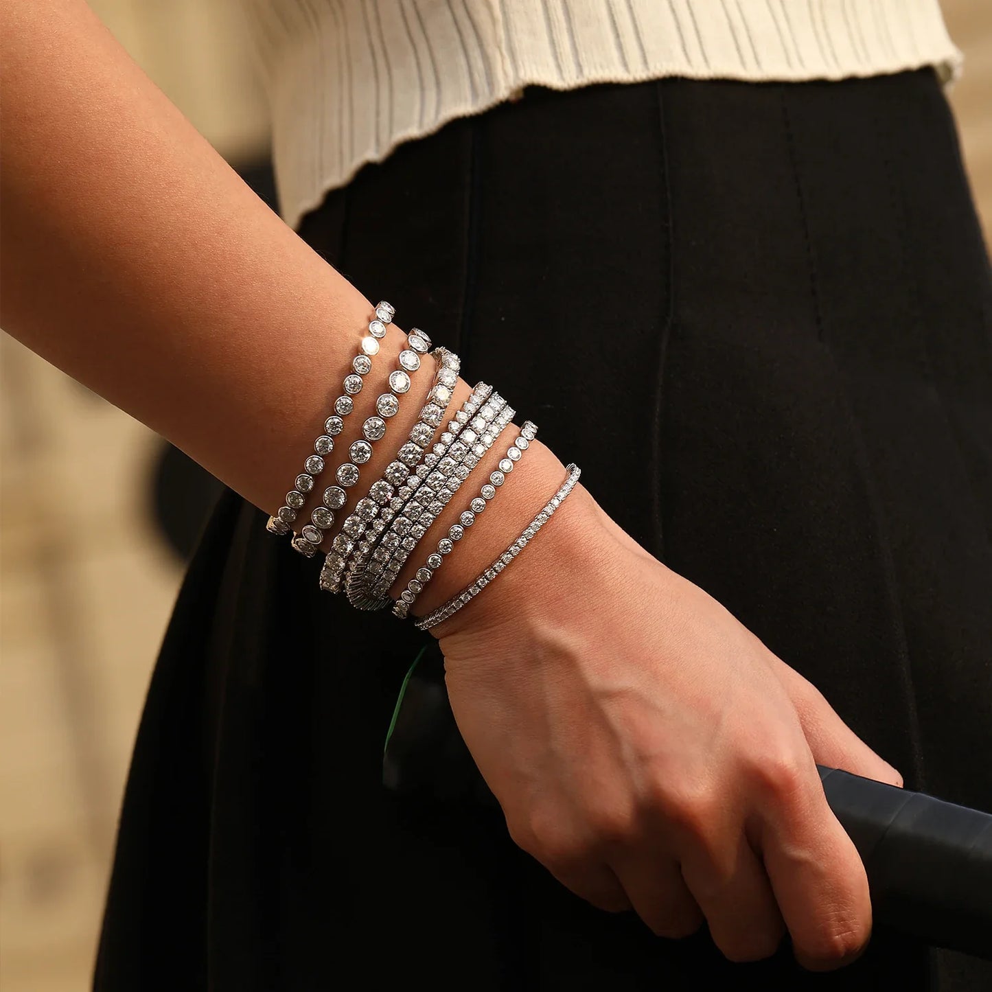 D Color VVS1 Moissanite Tennis Bracelet 925 Sterling Silver Single Classic Bracelets With Box for Women Man Fine Jewelry