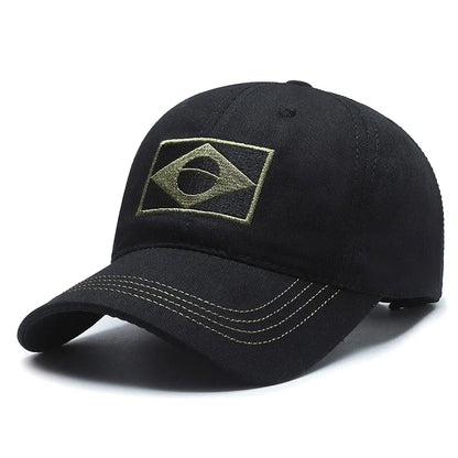Spring and Autumn New Cotton Embroidered Brazilian Flag Baseball Cap Outdoor Cotton Men and Women Camouflage Sun Hat