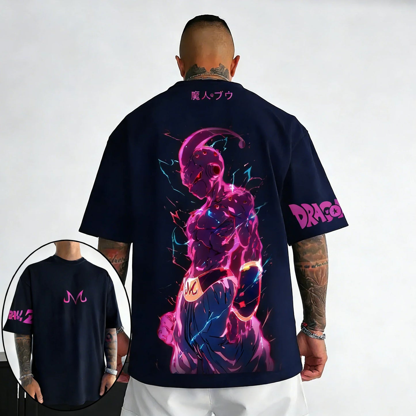 T-shirt Summer New Majin Buu Creative Printed Men's Harajuku Large Loose Casual Parent Child Top