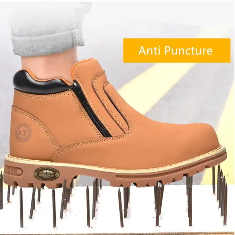 2025 Work Shoes for Men Waterproof Safety Shoes Man Anti Spark Leather Boots Man Anti Puncture Anti Slip Welder Shoe