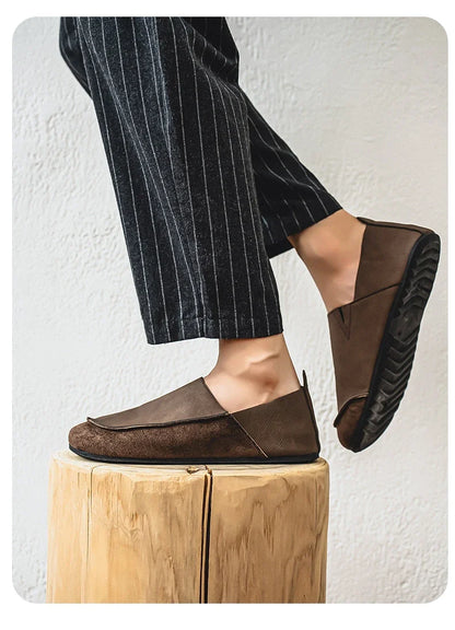 Man Loafers Outdoor Walking Fashion Mens Casual Shoes Soft Leather Comfort Half Slippers Breathable Lazy Driving Shoes