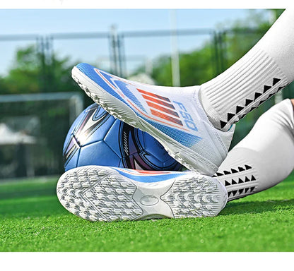 Without-Lace Mens Soccer Shoes f50 SLIP-ON Non-Slip Turf Soccer Cleats TF BOYS FG Training Football Boots Chuteira Campo 35-45