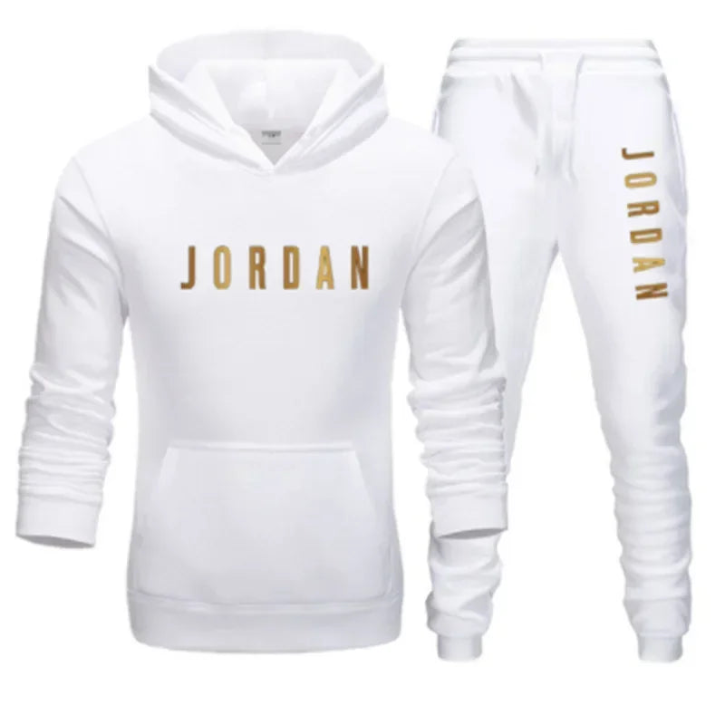 Men's printed sports suit hoodie and sweatpants two-piece set  suitable for casual sports street wear