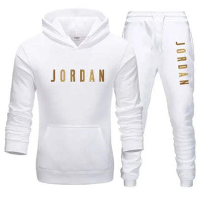 Men's printed sports suit hoodie and sweatpants two-piece set  suitable for casual sports street wear