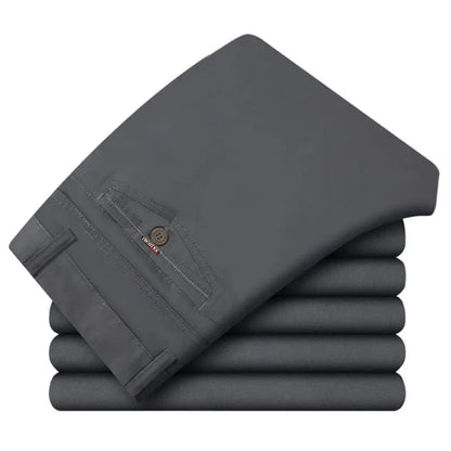 100% Cotton Men's Casual Pants Summer Autumn Fashion Solid Black Khaki Gentle Men Business Long Trousers Brand Smart Suit Pants