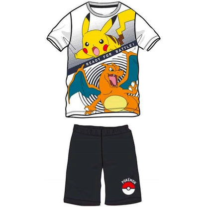 Pokémon Charmander Pikachu 3D Printed T-shirt and Shorts - Boys' and Girls' Casual Pajama Summer Set FamilyMatching Kids
