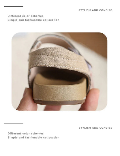 New Summer Kids Baotou Sandals 23-34 Size Sweet Checkered Bow Girls Princess Shoes Soft Sole Children Nude Shoes