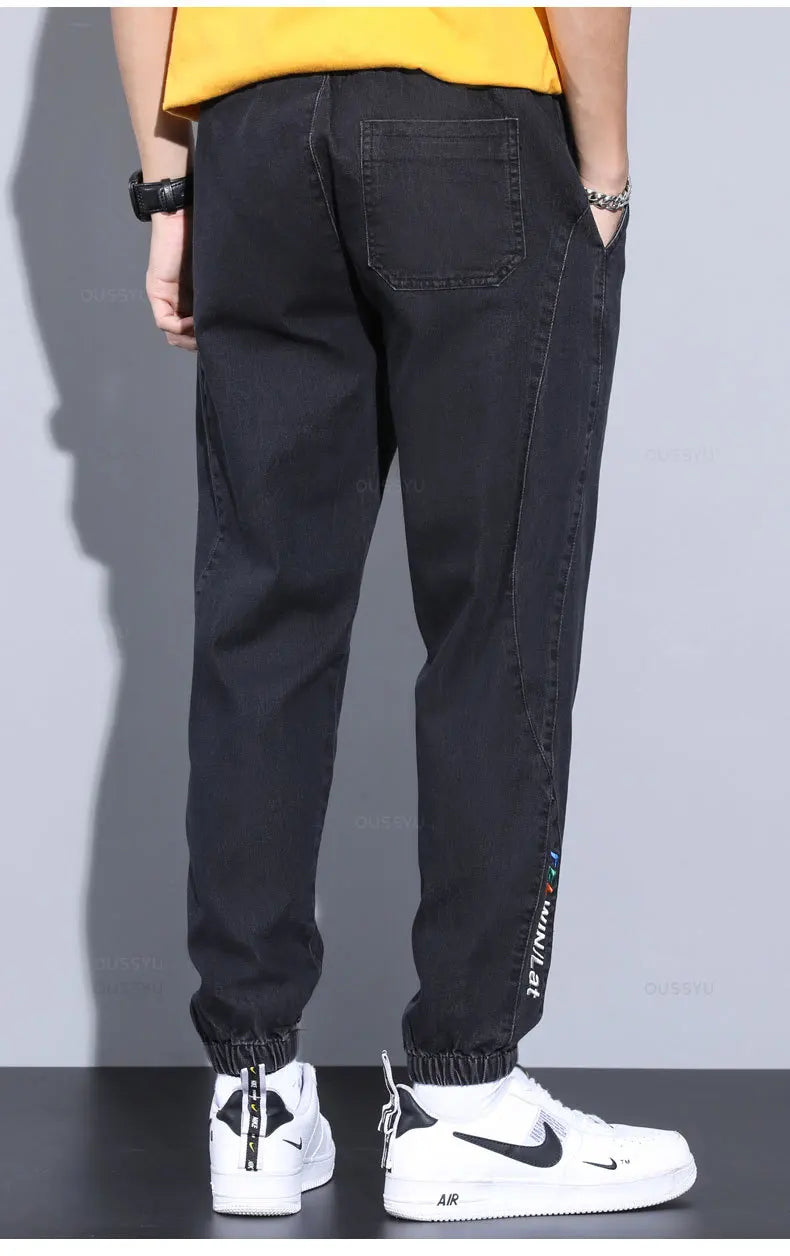 Four Seasons Blue Cargo Jeans Men Streetwear Denim Jogger Pants Baggy Harem Jean Trousers Male Oversize Large size4 5 6 7XL 8XL