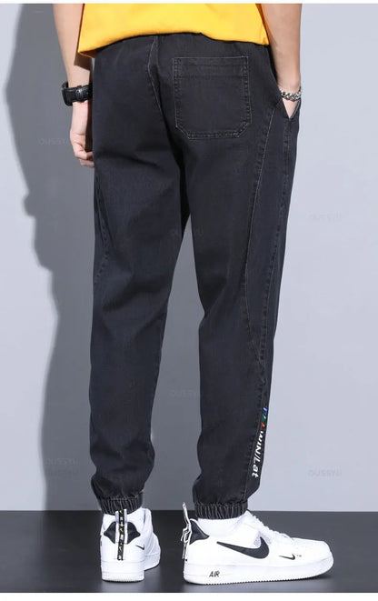 Four Seasons Blue Cargo Jeans Men Streetwear Denim Jogger Pants Baggy Harem Jean Trousers Male Oversize Large size4 5 6 7XL 8XL