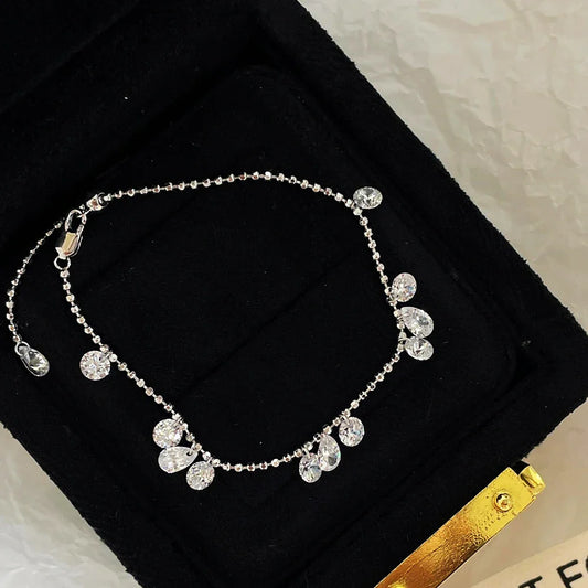 100% S925 Silver High Carbon Diamond Bead Bracelets Necklace Sparkling Zircon Hand Chain for Women Party Fine Jewelry Gift