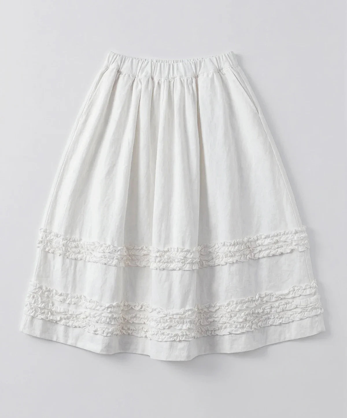 Artistic ruffled half skirt for women, imakokoni 2026 spring forest style white midi skirt, versatile 265387
