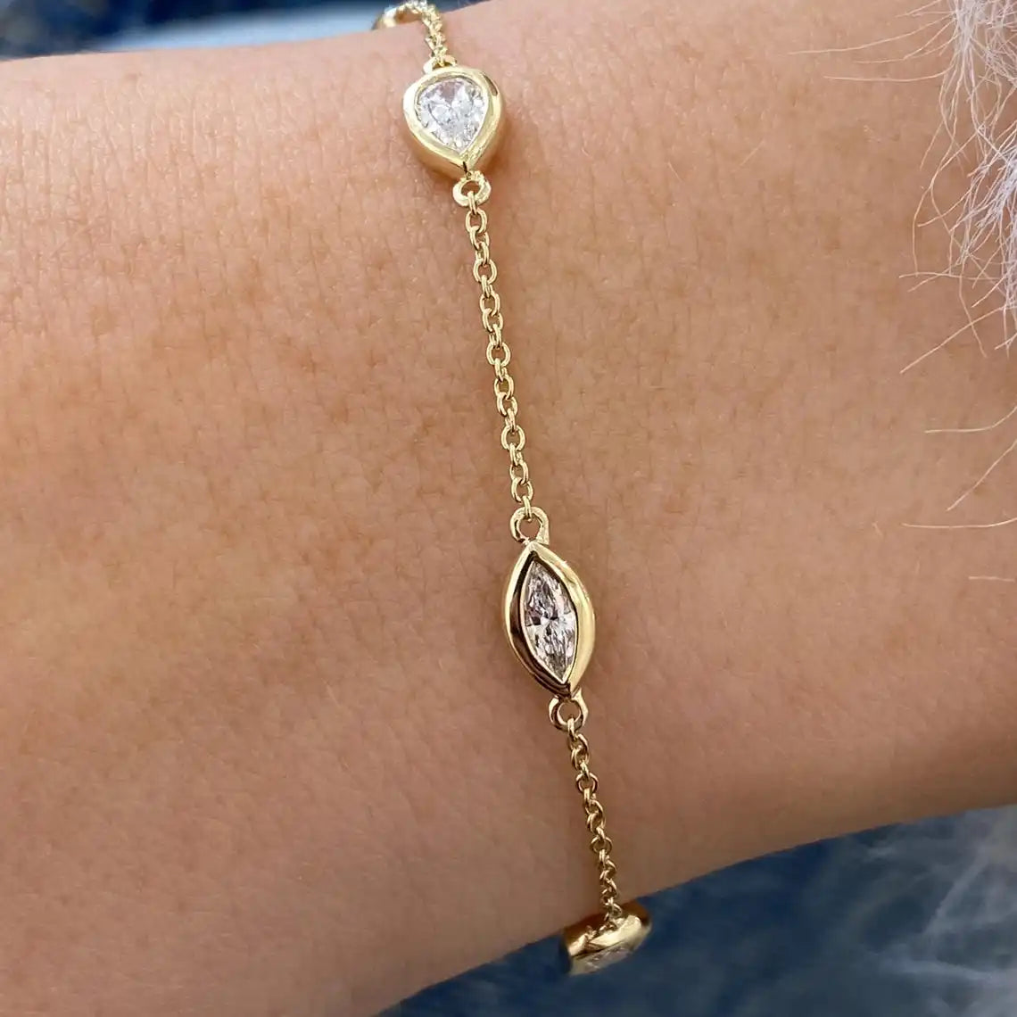 Multi Shape Moissanite Bracelets for Women S925 Silver  Certified Pear/Oval/Marquise/Princess Cut Diamond Wrist Chain