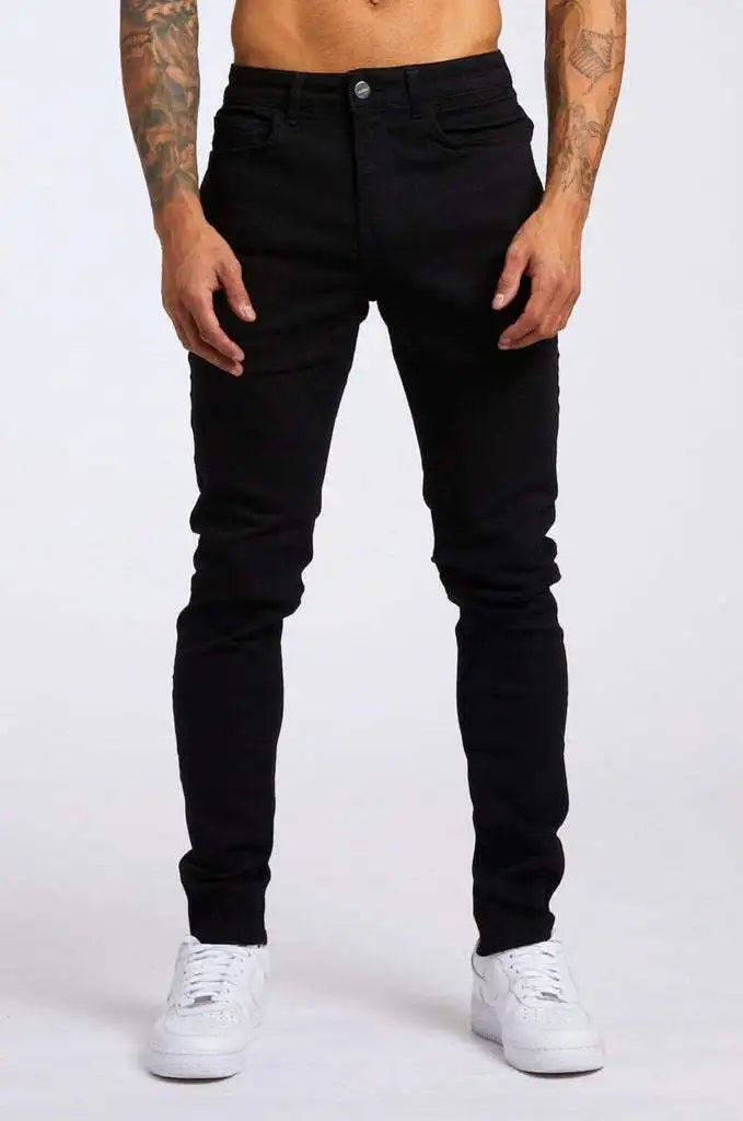 1pc men's elastic daily travel American street, regular banana pants jeans