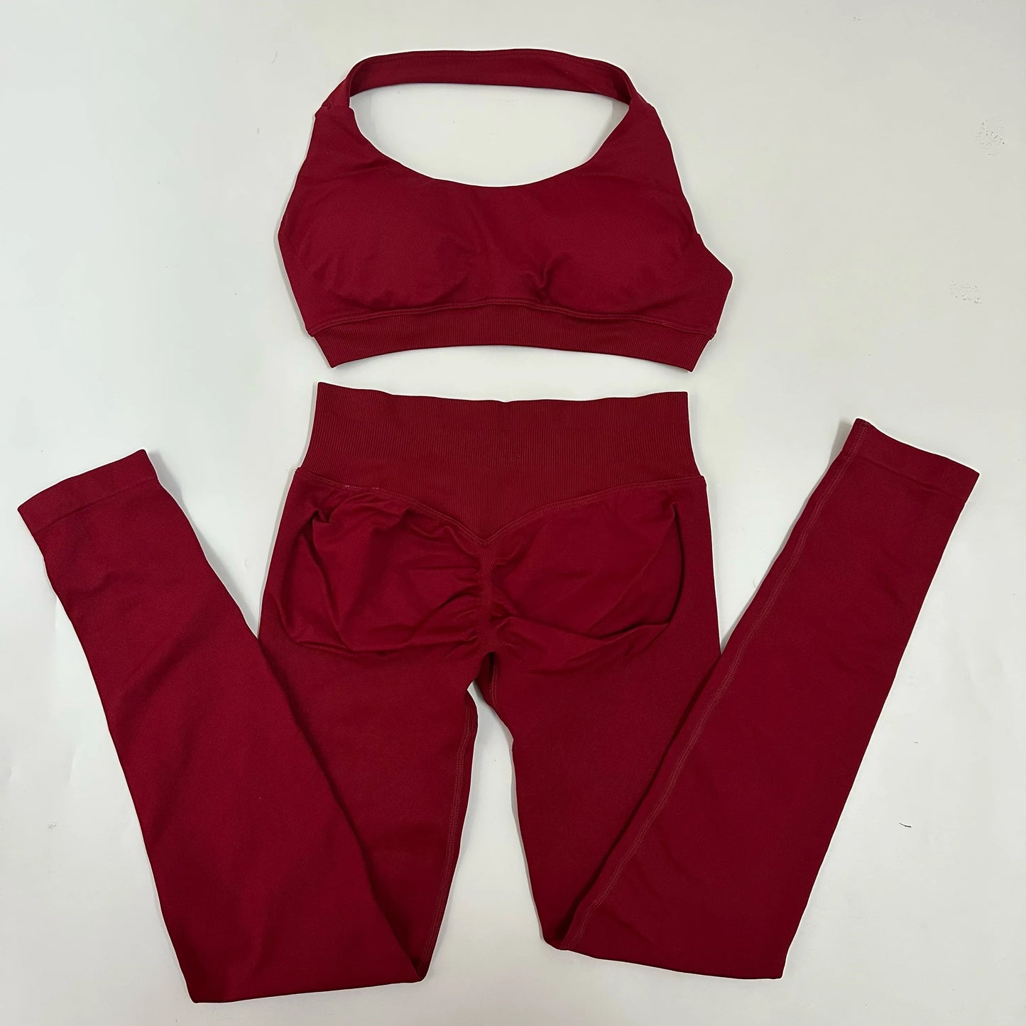 Yoga Leggings Set Women Seamless Yoga Set High Waist Scrunch Butt Legging With Halter Sports Bra Workout Gym Suit