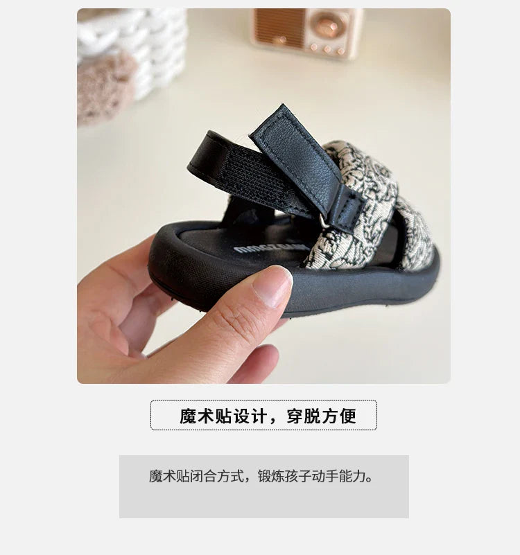 Girls Summer Beach Shoes Ethnic Style Kids Casual Sandals Soft Sole Fashion Children Retro Princess Shoes 2025 Summer New