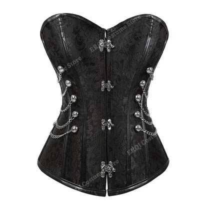 Steampunk Corset Women Plus Size Pirate Corset Top Overbust Halloween Lace Up Costume Gothic Steampunk Corset Metallic Red Brown