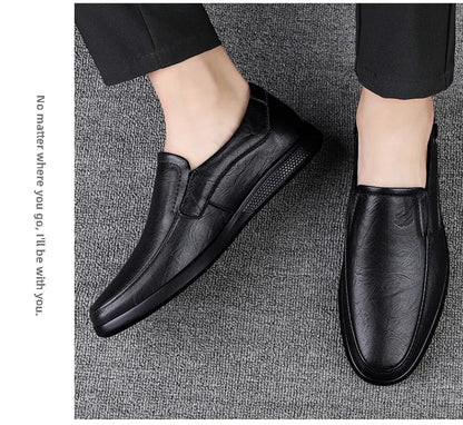 Men's Business Casual Shoes Handmade Layered Cowhide Rubber Bottom Leather Footwear for Office And Leisure