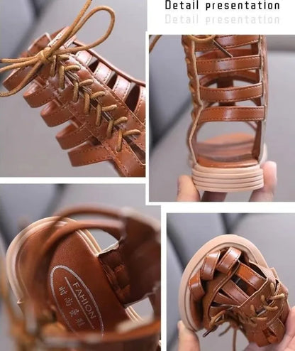 2026 Summer New Girls Beach Princess Roman Sandals Breathable Side Zipper Soft Sole Bestseller