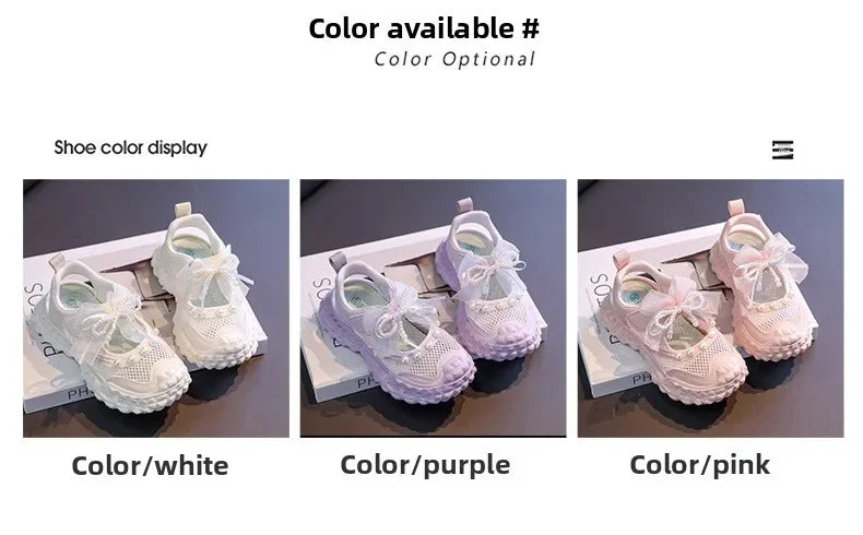 Summer Children School Running Sandals Sweet Breathable Girls Mesh Sports Sandals Non-slip Fashion Kids Princess Cut-outs Shoes