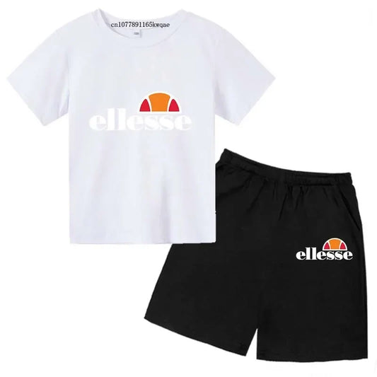 Kids Summer Leisure Letter 2pcs O-neck Short Sleeve T-shirts+Pants Suits 3-13 Years Boys Girls Casual Outfits Children Clothes