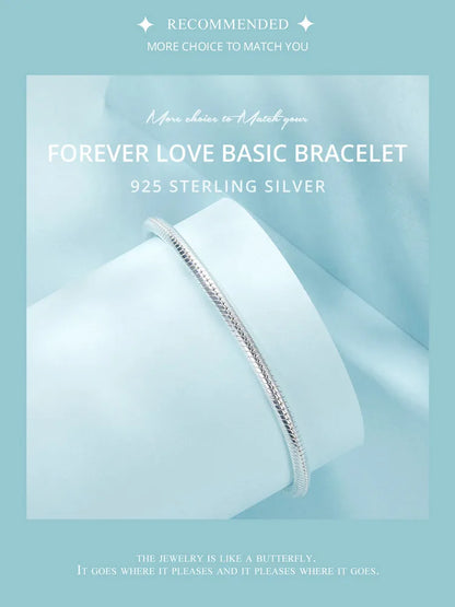 925 Sterling Silver Classic Family Forever Snake Chain Bracelets for Women Fine Jewelry 14CM 17CM 19CM