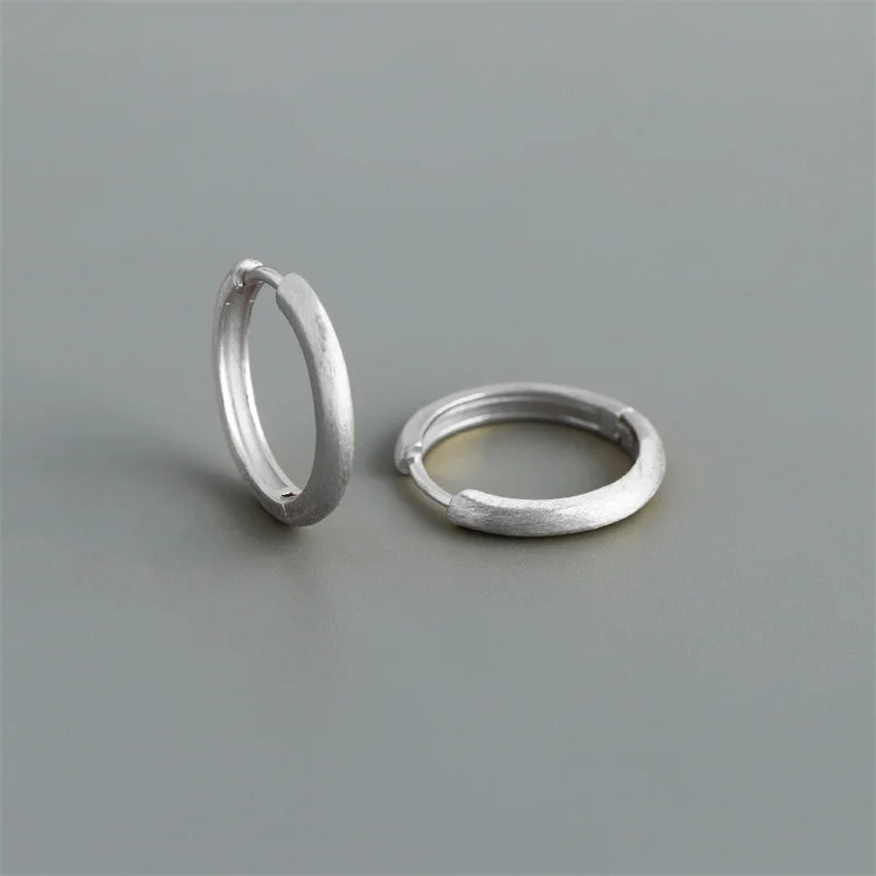 925 Sterling Silver Minimalist Matte Gothic Unisex Huggies Ear Hoop Earrings for Women Men Piercing Ear Buckle Jewelry