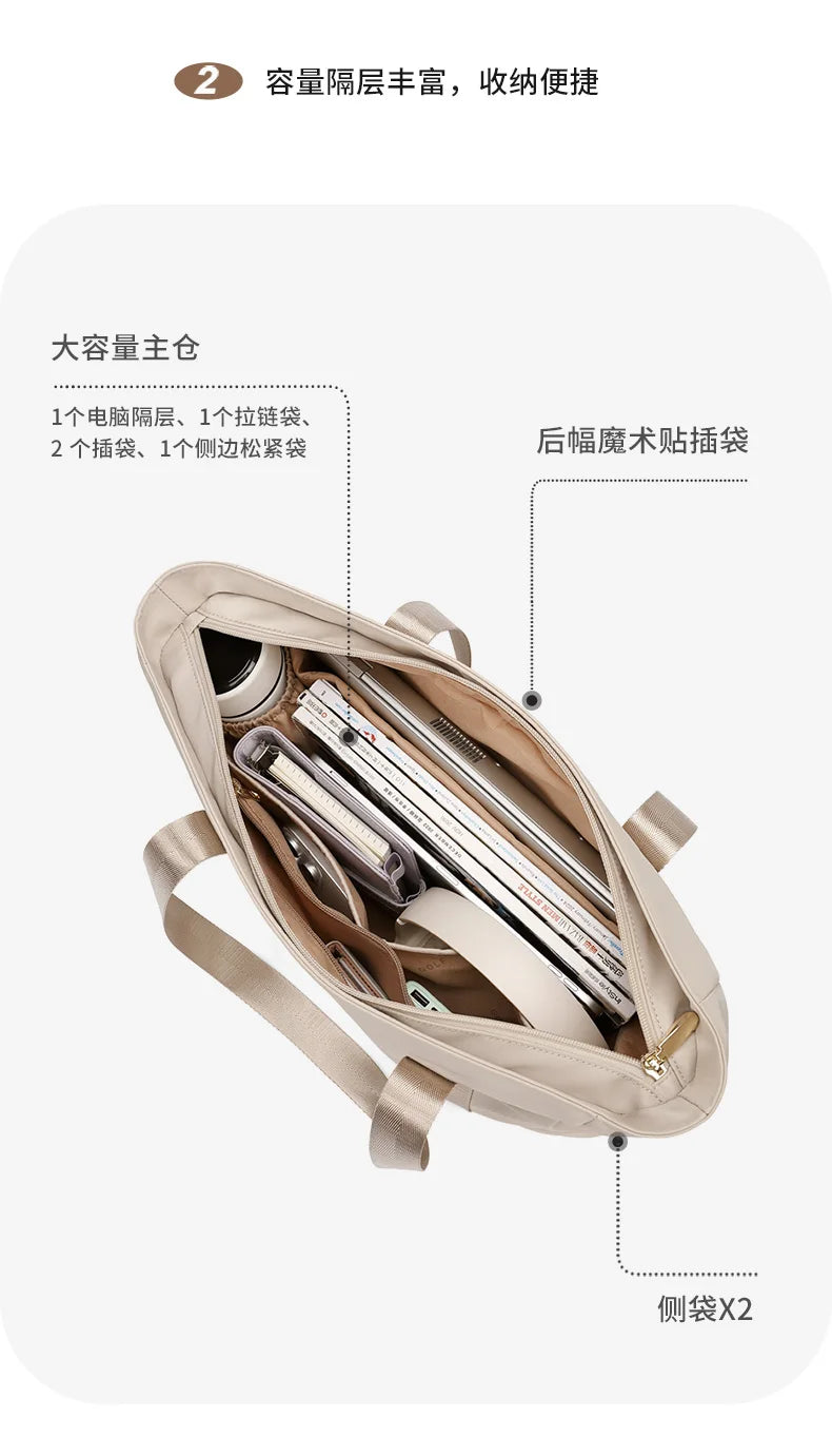 Designer Luxury Women's Bag Shoulder Bags For Work 14 Inches Commuter Bag With Zipper Compartments Large Capacity Tote Bag