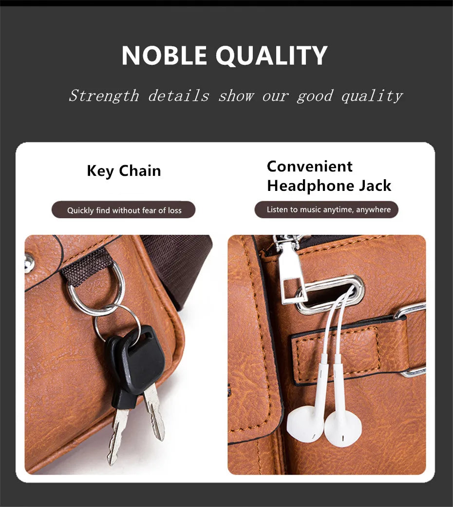 Multi-function Business Handbags Men New Man's Shoulder Bags Large Capacity Leather Messenger Bag Crossbody Big Brand