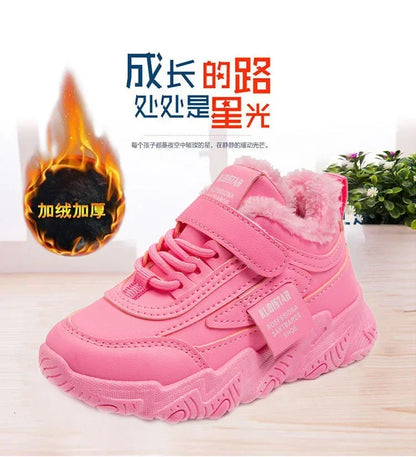 Spring New Kids Sneakers 2025 PU Girls Casual Mesh Solid Pink Light Boys White Hook & Loop Children Non-slip Sports Shoes