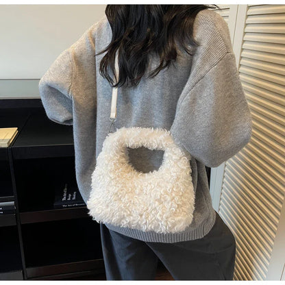 Plush Sweet Shoulder Bags for Women Cute Autumn and Winter 2025 New Versatile Fashion Large Capacity Women's Handbags