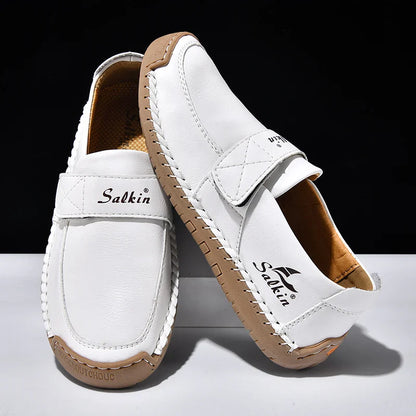 Handmade Men's Slip On Loafers Soft Leather Shoes Lightweight Breathable Driving Shoes Non Slip Daily Casual Outdoor Sneakers