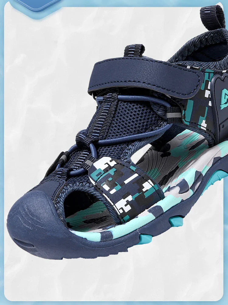 Summer Sport Sandals for Children's 5-16 Years Boys Breathable Anti-Slip Beach Shoes Outdoor Anti-Bump Closed Toe Sandails