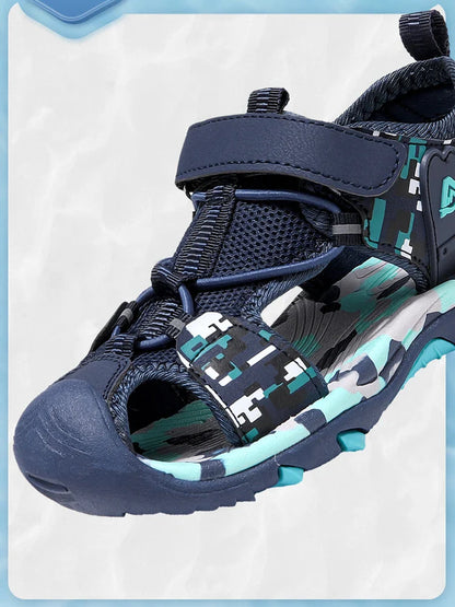 Summer Sport Sandals for Children's 5-16 Years Boys Breathable Anti-Slip Beach Shoes Outdoor Anti-Bump Closed Toe Sandails