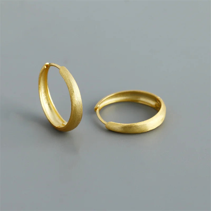 925 Sterling Silver Simple Statement Matte Large Huggies Hoop Earrings for Men Women Fine Gothic Punk Charms S925 Jewelry