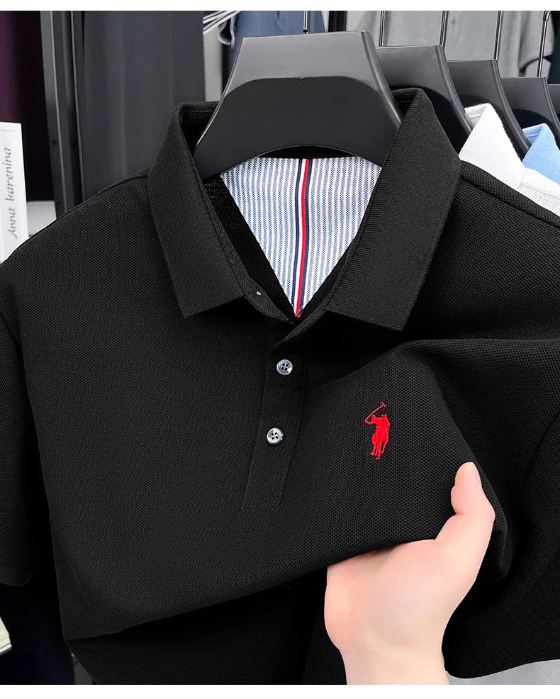 High end brand 100% cotton short sleeve polo shirt men luxur pony embroidery comfort breathable fashion T-shirt summer new top