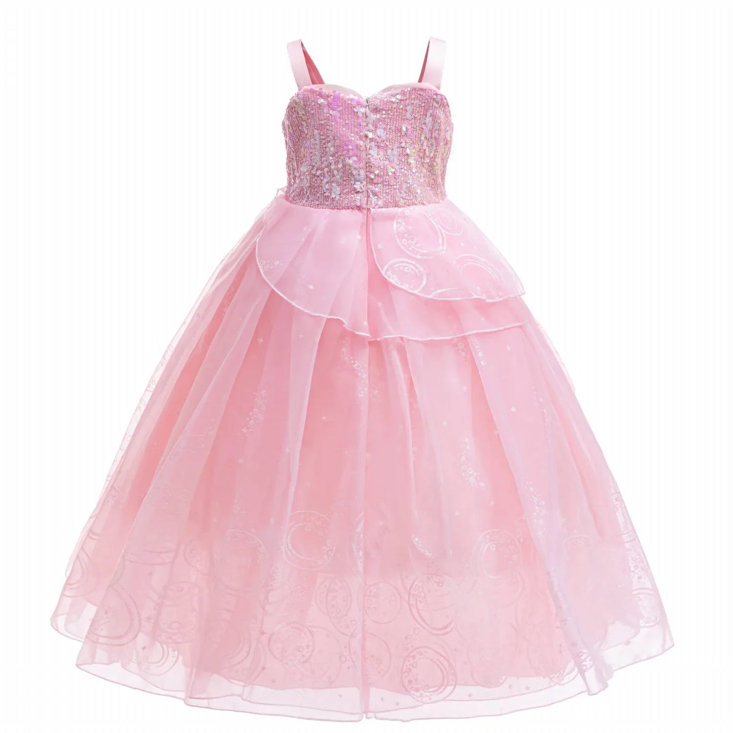 A Bruxa em West Role Play Vestido Glinda Brilhante Rosa Fantasia de Princesa Fantasia de Performance Palco Wicked Menina Vestidos