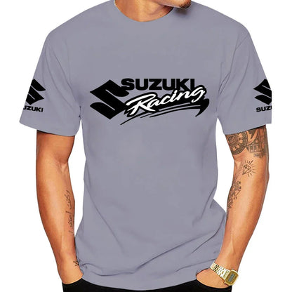 2026 Racing Summer New 100% Cotton Fashion Trend Men T-shirt Daily Outdoor Sports Party Casual Loose Street Short-sleeve