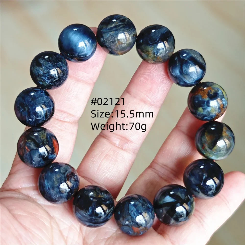 Natural Blue Pietersite Bracelet Women Men Beads Round Beads Chatoyant Cat Eye Fire Pietersite Namibia AAAAAA