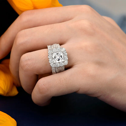 Original 925 Silver Moissanite Rings GRA Certified D Color VVS1 Diamond Wedding Ring Set for Women Luxury Jewelry